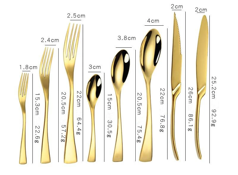 Набор столовых приборов Золотой столовый сервиз классический Ресторан из нержавеющей стали кухонная Свадьба Посуда Торта средняя вилка