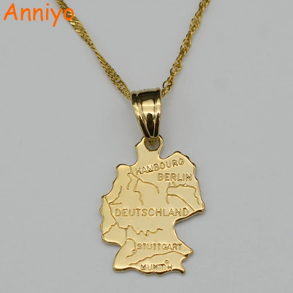 Buy Anniyo map of deutschland necklace pendants 45cm