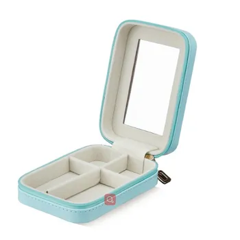 

Women Portable Lipstick Box Bag Environmental Protection Leather Portable Lipstick Box with Mirror Black Pink Red Cosmetic Bag