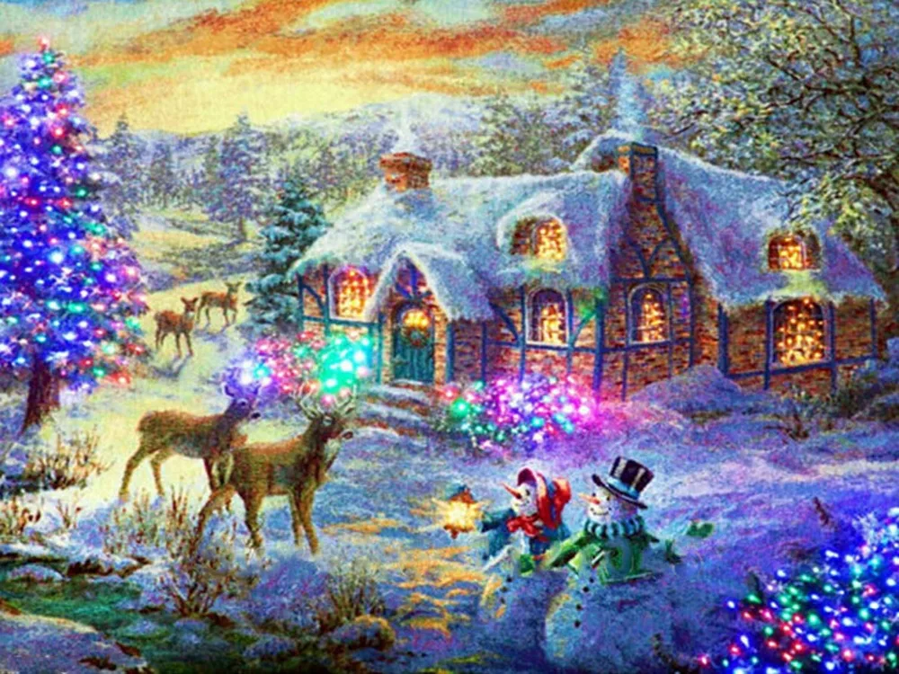 

5D DIY Diamond Painting "Christmas night " Embroidery Full round Diamond Cross Stitch Rhinestone Mosaic Painting Home Decor Gift