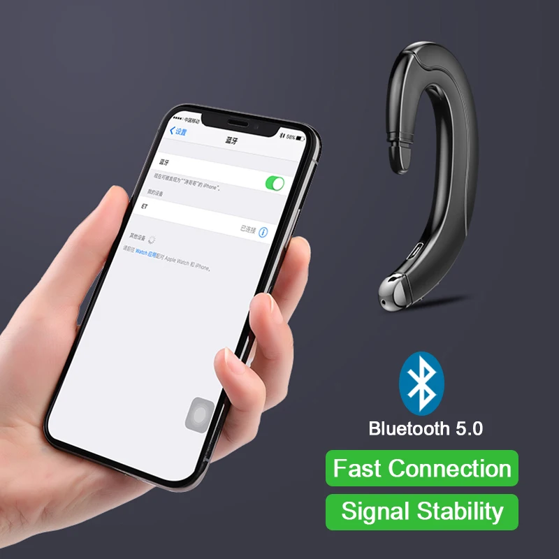 Lewinner Bluetooth V5.0 костной проводимости наушники со скрытый микрофон Беспроводная