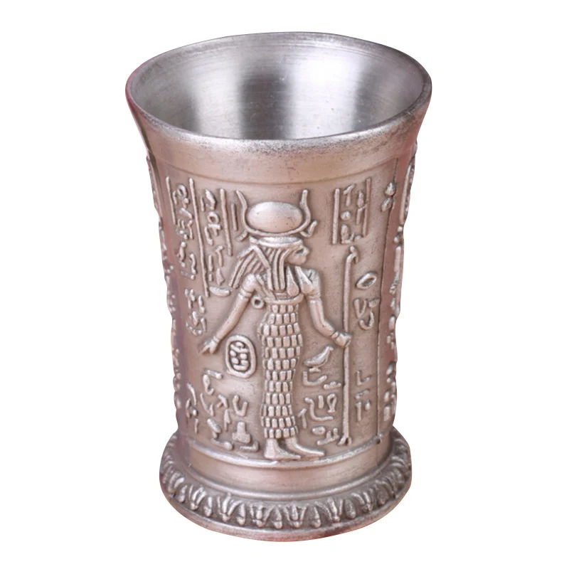 1 шт. Египетский миф Ретро медная чашка бронзовая 3D рельефная винная спиртная рюмка Cleopatra Rameses Ra Shot античное стекло es - Цвет: A3
