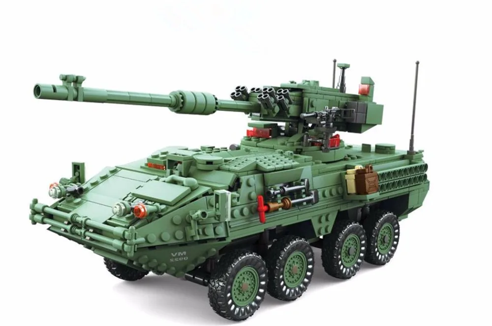 KAZI 10001 военная техника серия the Stryker M1128 MGS Модель Строительный блок Набор классический танк образование игрушки для детей