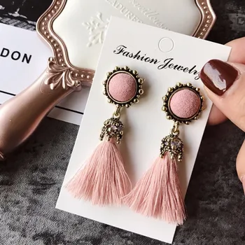 

Tiny Tassel Earrings for Women Fashion Jewelry Vintage Velvet Ball Statement Fringed Drop Earring Female Jewellery 2020 New