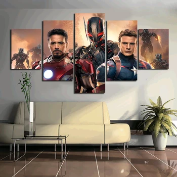 

5 Panels Artwork Canvas The Avengers Painting Wall Art Canvas Printing For Living Room Wall Cuadros Canvas Prints Photo unframed