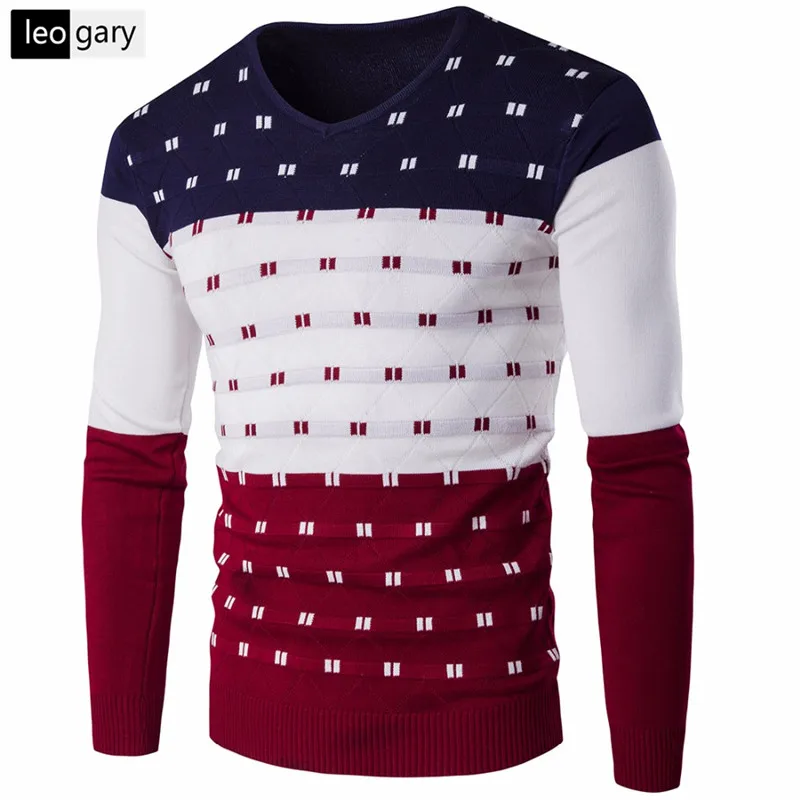 New Arrival Men Sweater Casual Slim Fit Long Sleeve O neck Male Clothing Fashion Patchwork