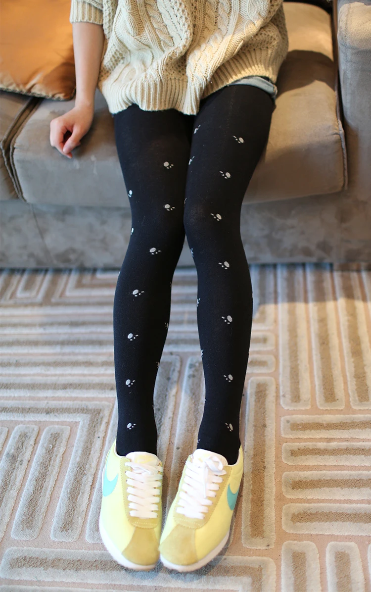 FENNASI Winter Women Thick Warm Tights Print Polka Dots Sexy Pantyhose Lady High Waist Casual Stripe Cotton Leg Warmers Tights