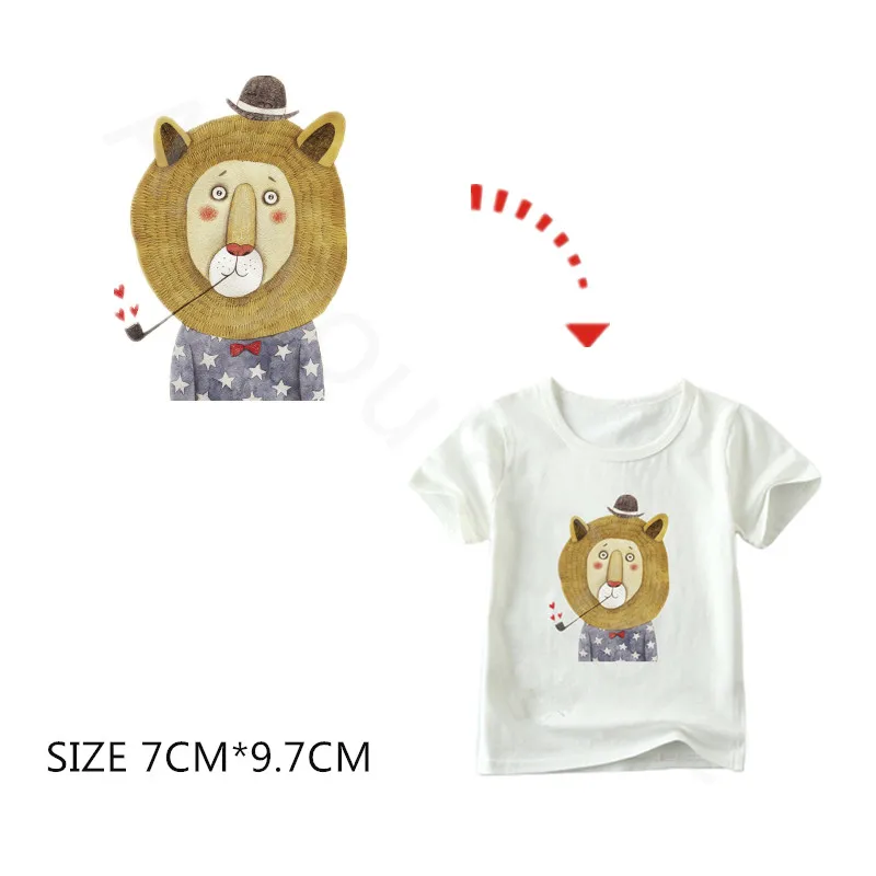

The Lion Patches For Kids Clothes Pyrography Paper Iron-On T-Shirt Sweater Print Patches DIY Sticker For Clothes Heat Transfer