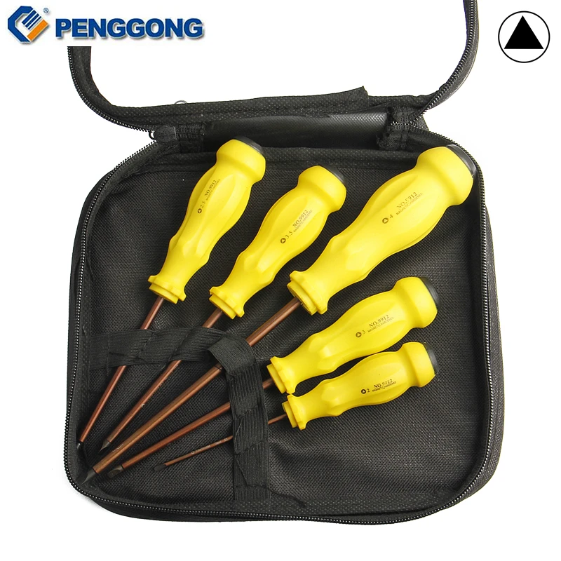 PENGGONG 5 Pcs/Set Triangle Screwdriver 2/2.5/3/3.5/4mm Triangle Bit
