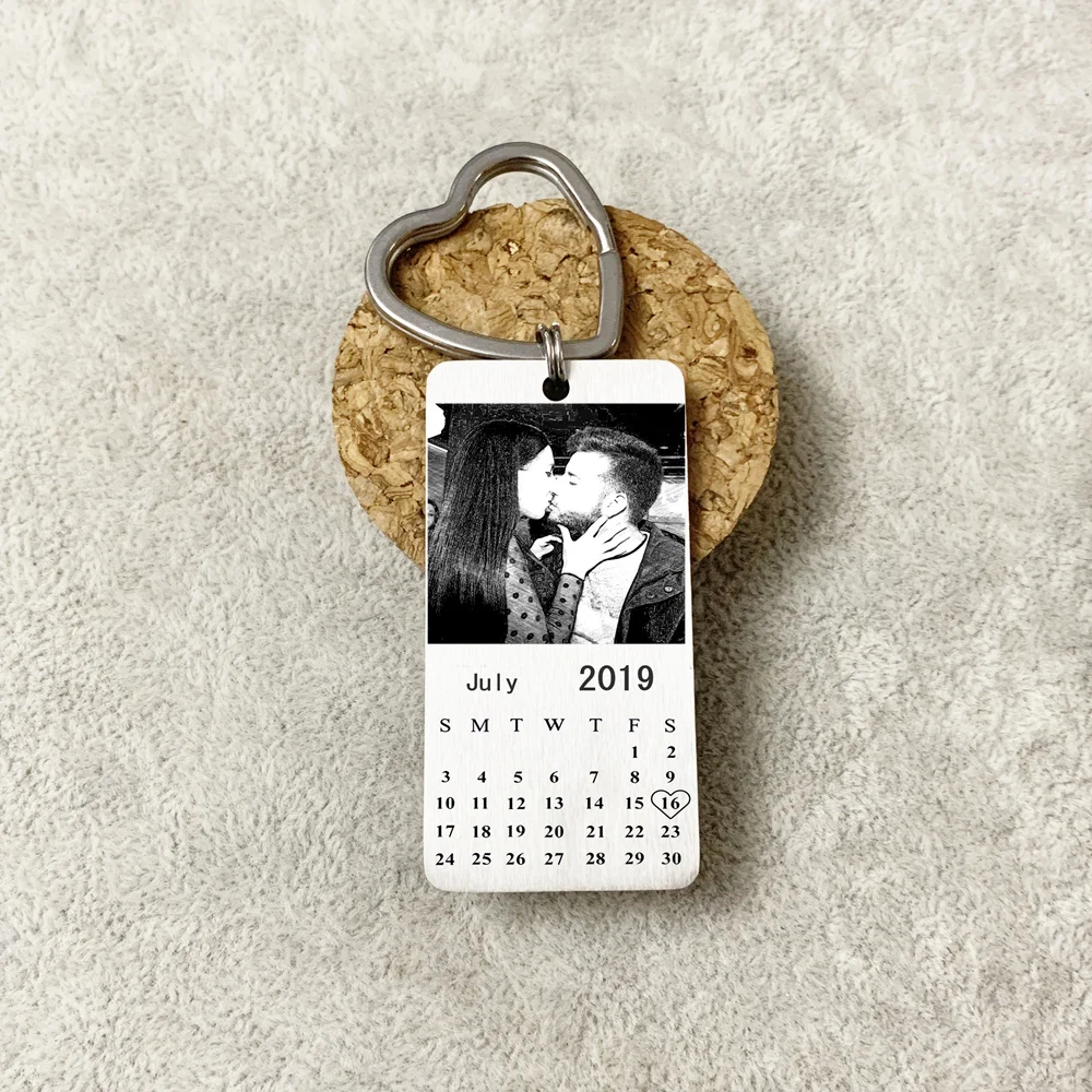 Персонализированные пользовательские фото брелок-календарь специальный Мемориал цепочка для ключей день Любовь Дата Подарок