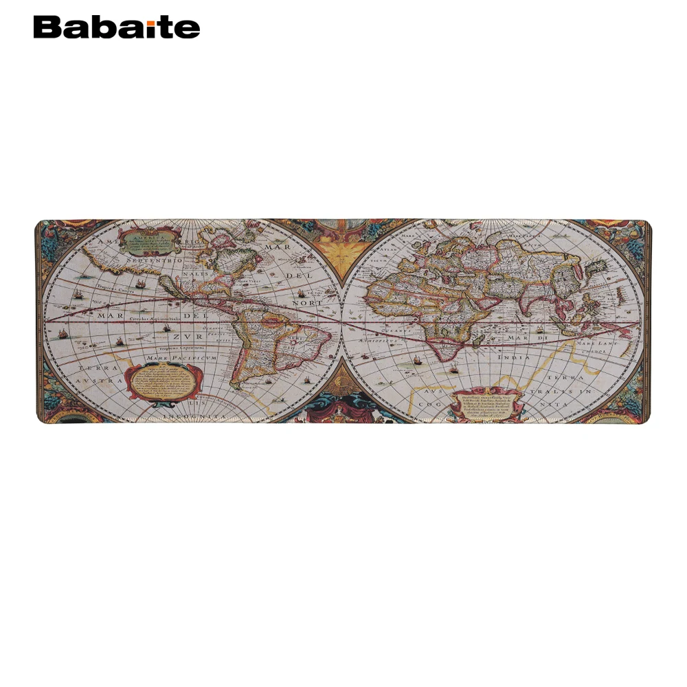  Babaite Retro Mapa Sveta Speed Gaming Edition Mouse Pad 900 * 300mm XL Edge of Locking Mouse Pad fo