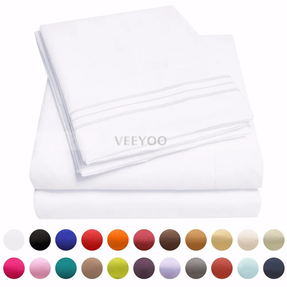 Bedding Wrinkle Free Hypoallergenic Bed Sheet Set Hotel Luxury Quality