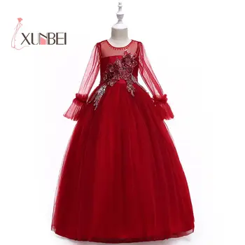 

Cute Lace Flower Girl Dresses 2019 Tulle Appliqued Purple Blue Flower Girl Dress First Communion Dresses Kids Prom Dresses