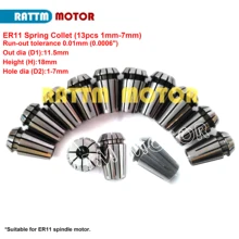 14 шт ER11 ВЕСНА Collet Set(1-7 мм) инструмент держатель для ЧПУ гравировки