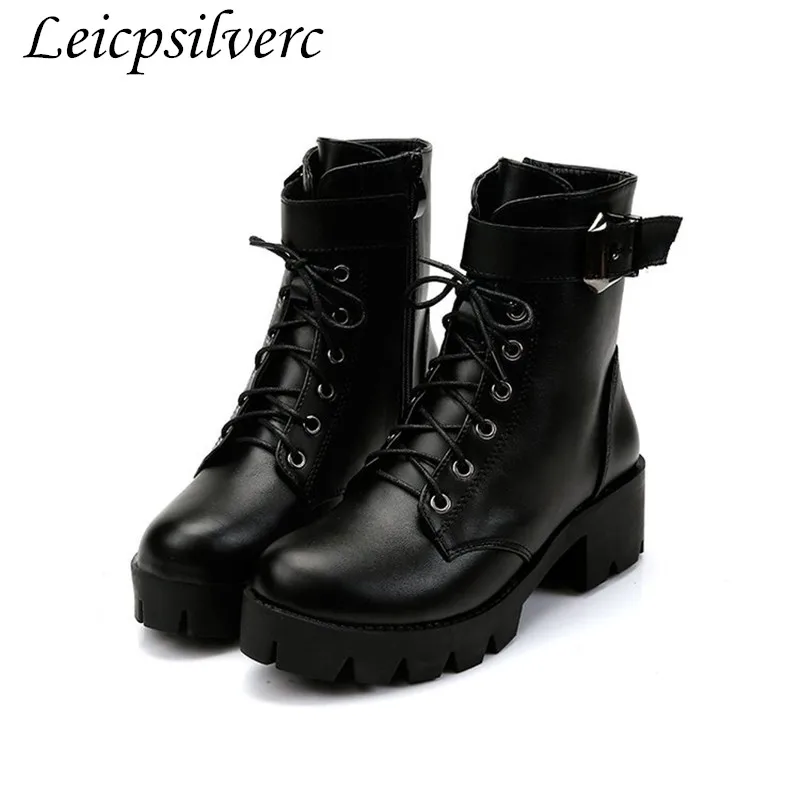 

Promotional product winter popular Sexy Fang He High heels Young woman Lace Pu Martin boots Women's boots Women's shoes Big size