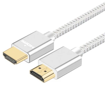 

Silver Braided Ultra HD 2160p 4K 3D 2.0 HDMI 2.0v male to male thin Cable Cord 1.2m 2m 3m for Set-top box ps4 projector HDTV