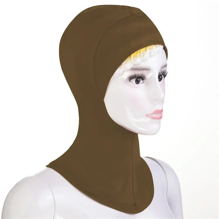 Мусульманский шарф, женская мягкая внутренняя шапка, головной убор, шейный колпак, тюрбан, исламский шарф, шапка под хиджаб, Арабская шапка, Амира, шаль, шапочки - Color: Coffee