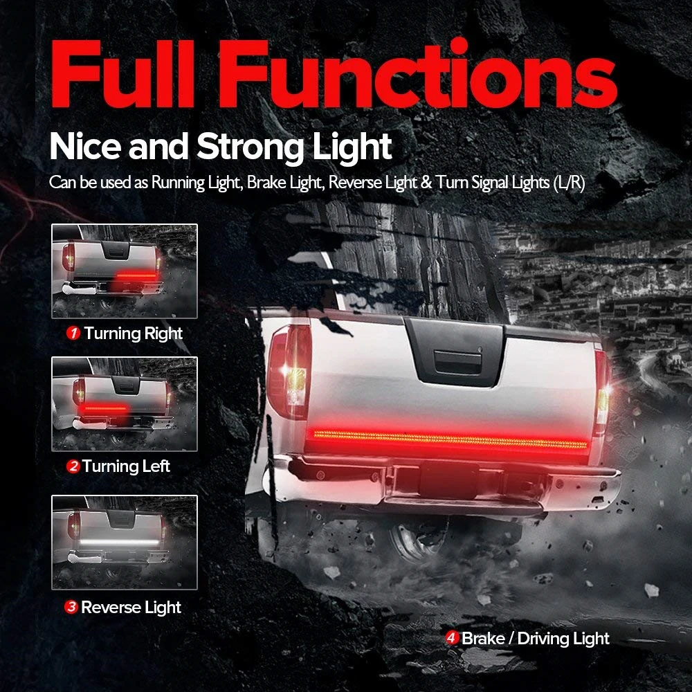 

MICTUNING 60'' Dual Row Trucks Tailgate Side Bed Light Decorative Flexible Strip Car Led Turn Signals Running Brake Reverse Lamp
