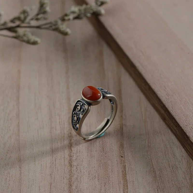 BALMORA, 925 пробы, серебро, красный камень, изменяемые размеры, кольца для женщин, подарок, винтажное тайское серебряное кольцо, модное ювелирное изделие, Anillos