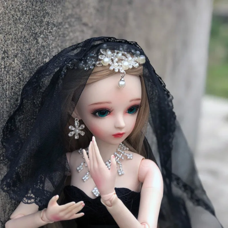 BJD 1/3 куклы для девочек коричневые глаза кукла невеста черное свадебное платье