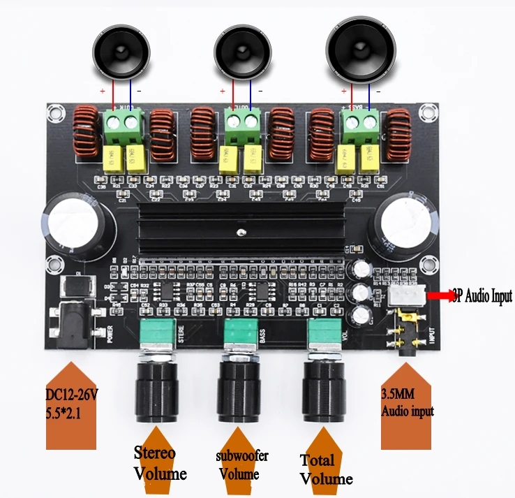 TPA3116 D2 80 Вт+ 80 Вт+ 100 W 2,1 канальный цифровой Мощность Плата усилителя басовый сабвуфер ВЧ бас регулирующий Ne5532 Предварительный усилитель