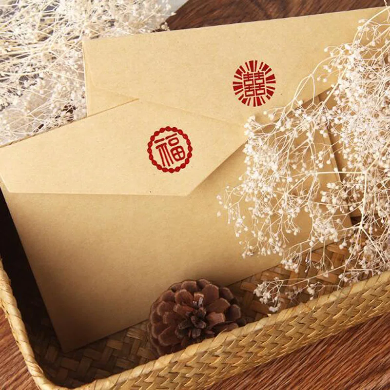 

50pcs/lot Chinese Letter Vintage Paper Envelope Brown Kraft Packaging For Retro Postcard Invitation Card Gift Packing Christmas