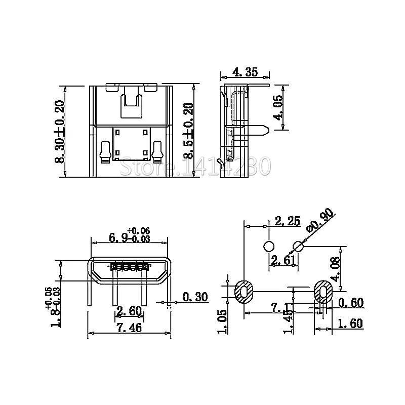 10 шт. Micro usb 2pin dip7.2 micro-usb гнездо BF Тип B USB разъем