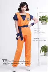 Dragon Ball Son Goku Косплей Набор на Хэллоуин Косплей костюмы рубашка брюки пояс запястье 4 шт набор плюс размер со словами "WU"