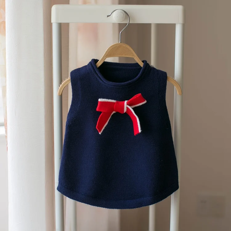 

Autumn new products 2019 children's sweater girls bow vest college wind sweater baby sweaters