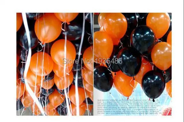 50 штук Хэллоуин Шар Combo 10 дюйм(ов) 2.3 г из гладкий, толстые декоративные шары Orange и черный шары