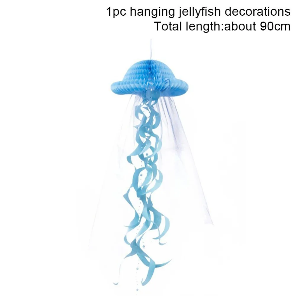 Вечерние украшения в виде Медузы русалки, пастельные медузы, товары для дня рождения русалки, бумажное украшение, подарки на день рождения - Цвет: Blue Jellyfish