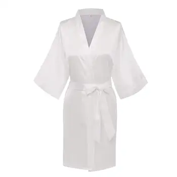 

Plus Size Women Solid Sleepwear Robes Classic White New Satin Home Dress Wedding Robe Kimono Bath Gowns Casual Female Nightgown