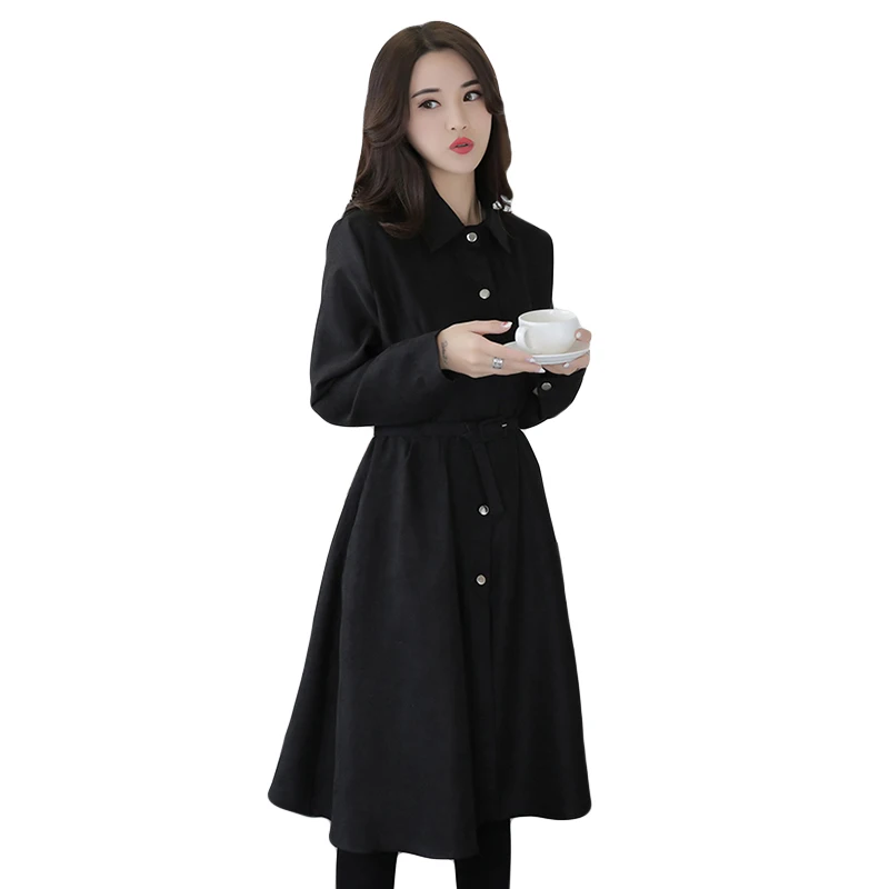 New Autumn Vintage Women dress Full Sleeve Slim Art Long Thin Dresses