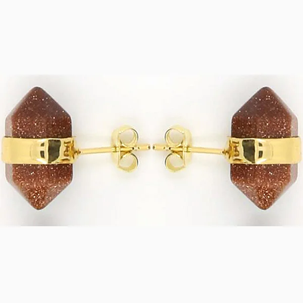 CSJA модные серьги Пирсинг шпильки серьги Модные ювелирные изделия золотой цвет натуральный камень прозрачная кристаллическая серьга для женщин E011 - Окраска металла: Brown Sand