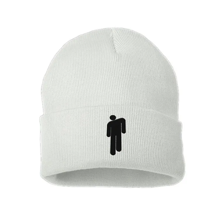 Billie Eilish Beanie 11 цветов вязаное, тёплое, зимнее, однотонное, хип-хоп трикотажный свитер шляпа капот костюм капитана аксессуар подарки - Цвет: White