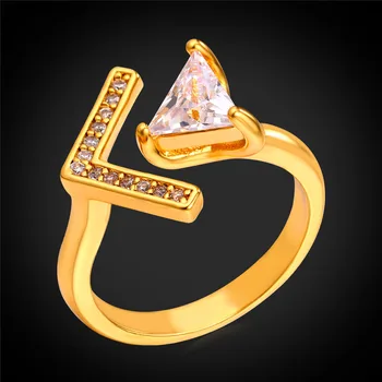 

Cubic Zirconia Ring Gold Color Fashion Triangle Jewelry For Women Adjustable Ring 2016 New R2255