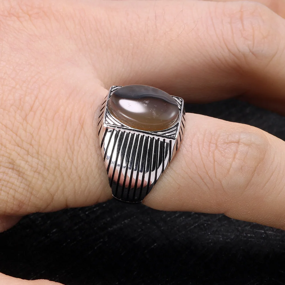 Diagonal Stripe Turkish Rings For Men With Stone Turkish Jewelry Ring ...