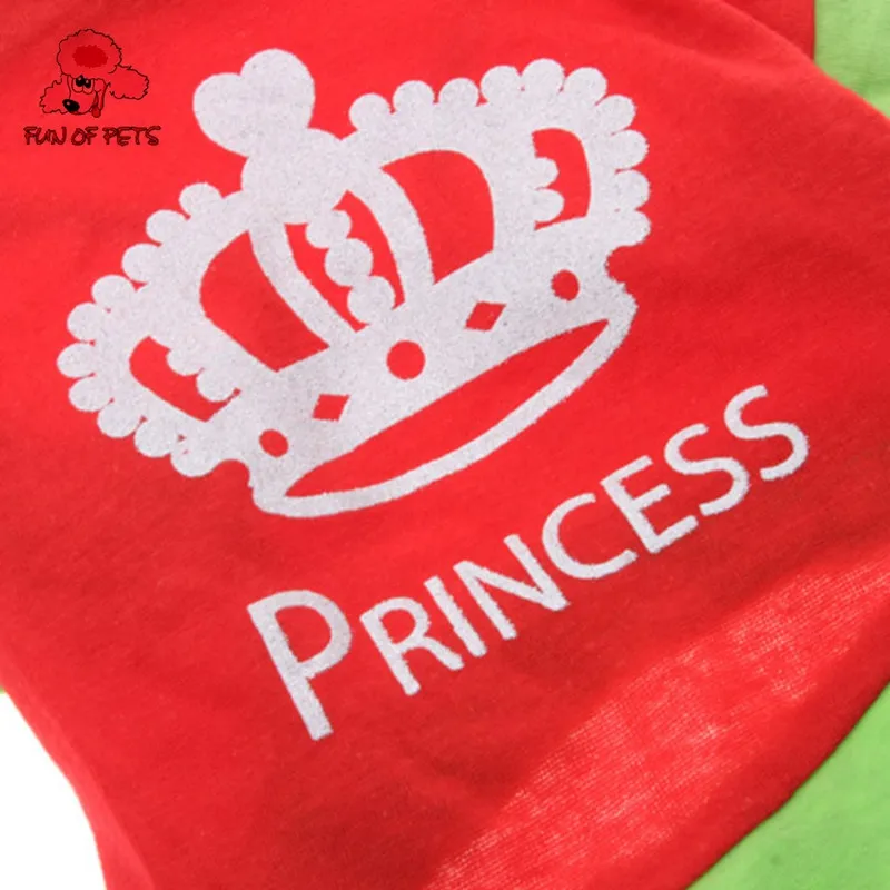 Princess Crown узор футболка для Товары для собак(красный, XS-L) прекрасный хлопок Одежда для собак Футболки для собак для домашних животных