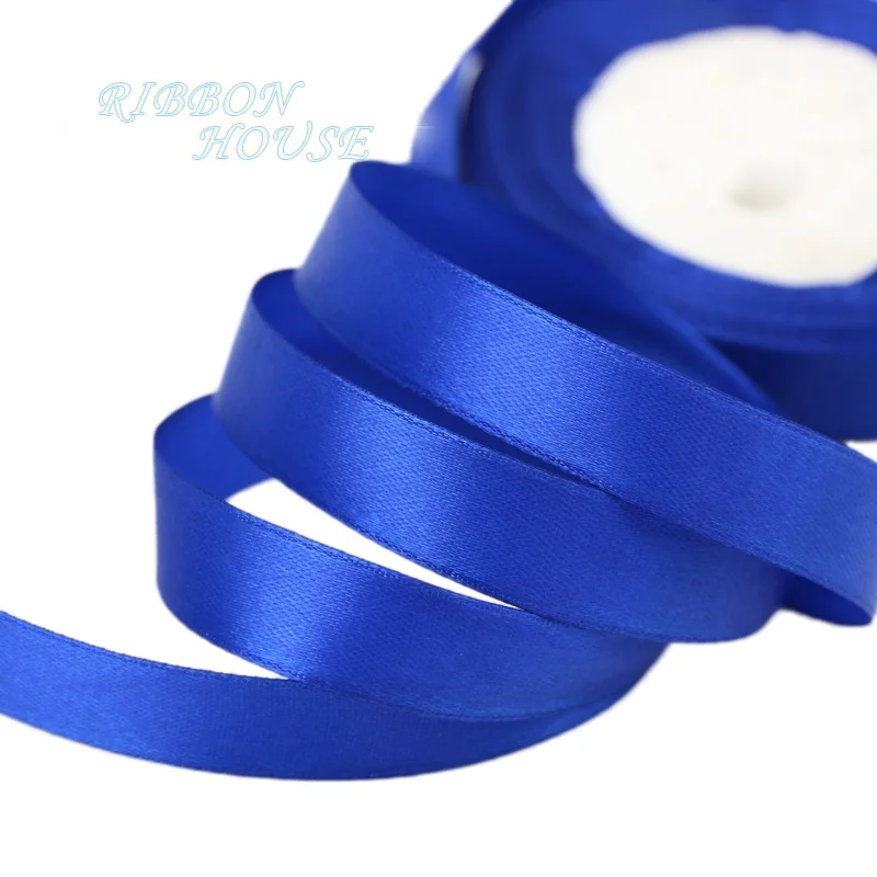 25 ярдов/рулон) 15 мм односторонняя Свадебная атласная лента украшение подарок рождественские ленты - Цвет: Синий