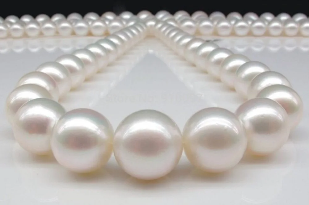 

LHX54013>>>11-12mm natural Australian south sea white pearl necklace 18inch 14K