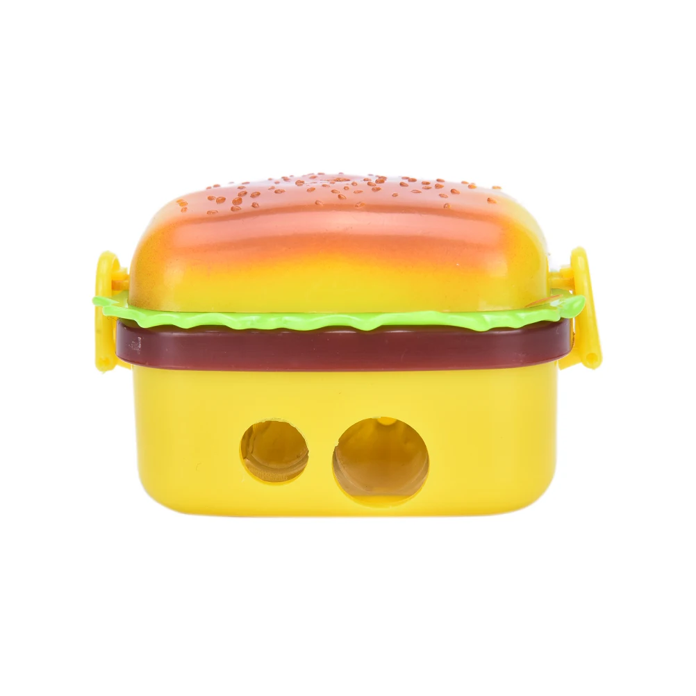 2 отверстия HamburgerShapePencil точилка с двумя резиночками/ластик детские школьные принадлежности