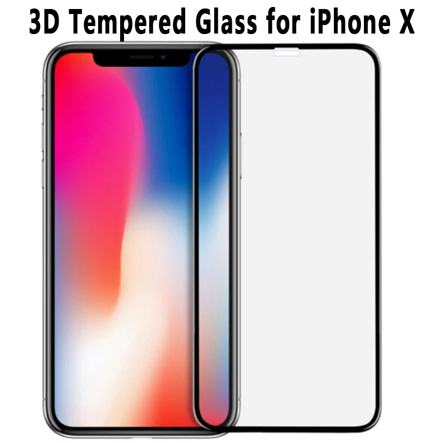 0,25 мм 3D 9 H ультратонкий изогнутая Защитная пленка для экрана для Apple IPhone X 10 Ten 5,8 закаленное стекло полное покрытие протектор экрана