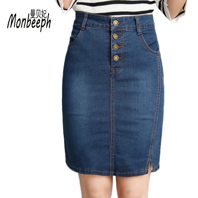 Monbeeph denim джинсовые юбки модные женские юбки-карандаш новая высокая талия