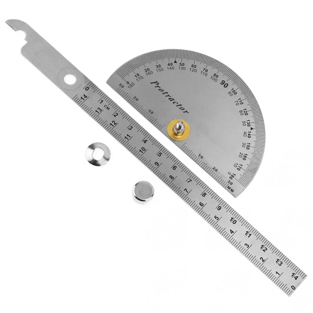 Round Head Rotary Protractor Adjustable Universal Stainless Steel Measuring Tool lehaha 0-180° Angle Ruler 