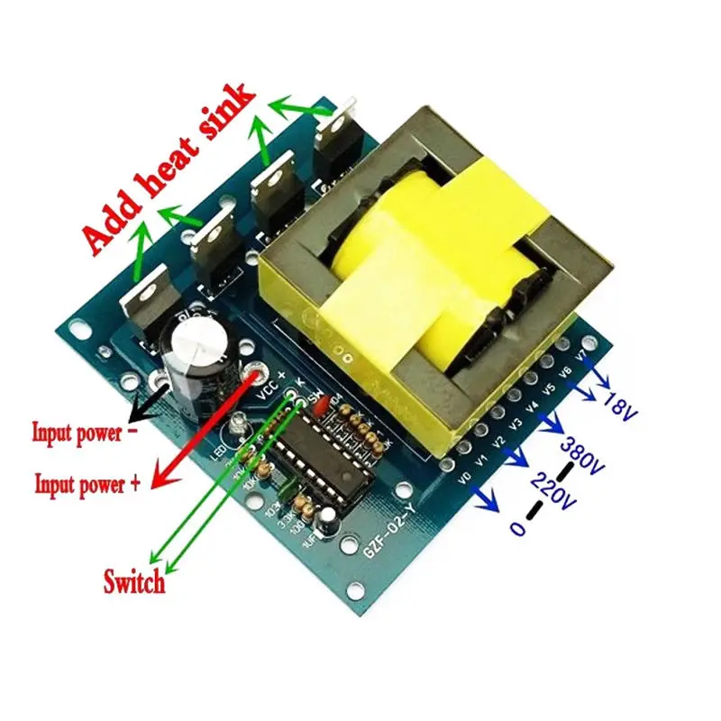 Обновленный преобразователь постоянного-переменного тока 12 В до 220 В 380 в 500 Вт Инвертор плата трансформатор силовой модуль
