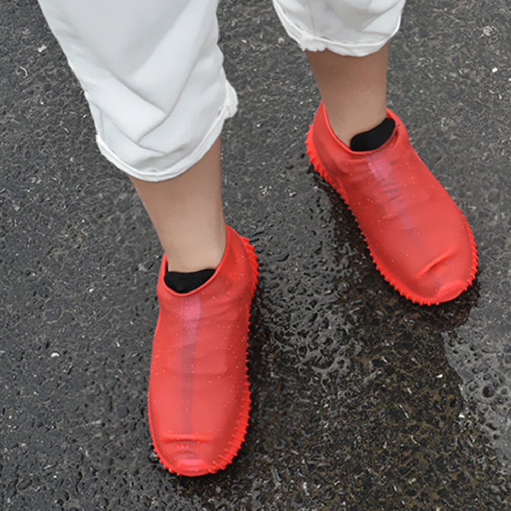 

Men Women Non Slip Accessories Rainproof Outdoor Waterproof Reusable Elastic Silicone Wear Resistant Shoe Cover Thick Sole 2PCS