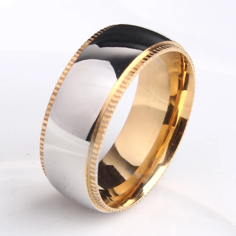 20pcslot 8mm gold smooth gear 316l stainless steel wedding rings for men women wholesale - Gear Wedding Ring 20pcslot 8mm gold smooth gear 316l stainless steel wedding rings for men women wholesale - Gear Wedding Ring