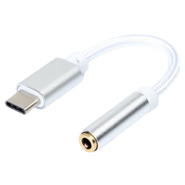 Тип-c до 3,5 мм разъем конвертер аудио адаптер для наушников USB C до 3,5 мм наушников Aux кабель для huawei P20 P30 Pro mate 10 20 Lite - Цвет: Серебристый