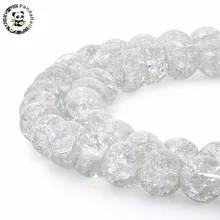 Pandahall 8 milímetros Limpar Crackle Vidro Redondo Beads Para DIY Colar Pulseiras Jóias Fazer Buraco: 1.3 ~ 1.6 milímetros, 31.4