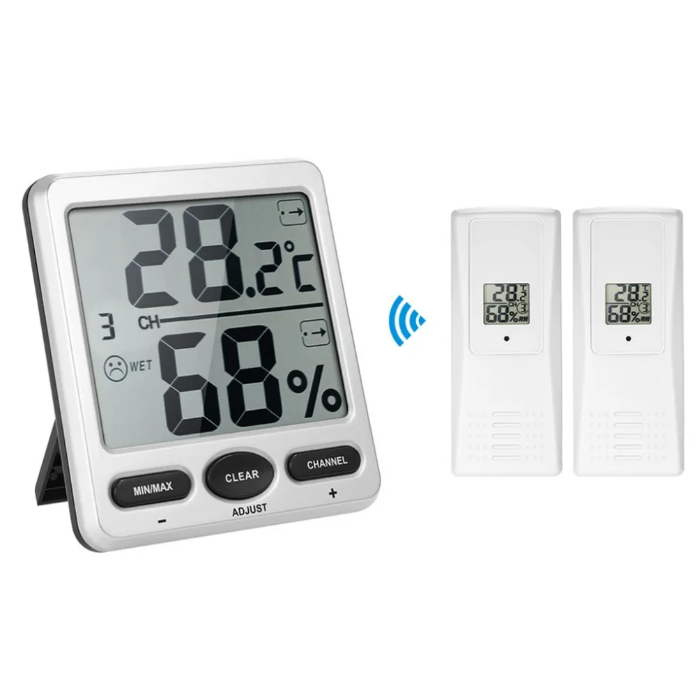 

1 to 2 Thermometer Humidometer Console Receiver Wireless Digital Thermo-Hygrometer Remote Sensor Emitter Humidors